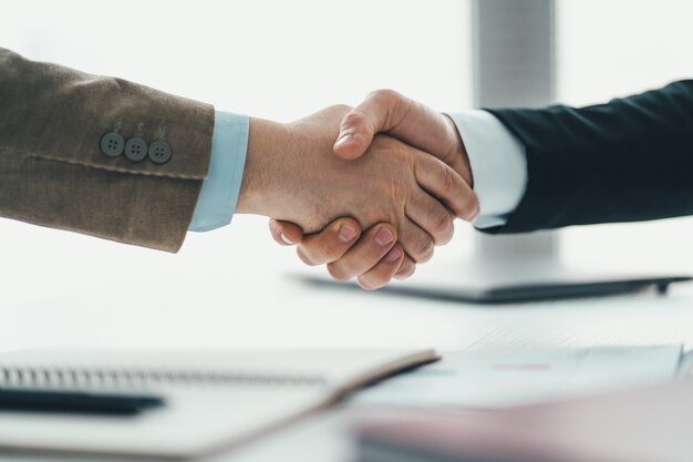 Business handshake real estate deal